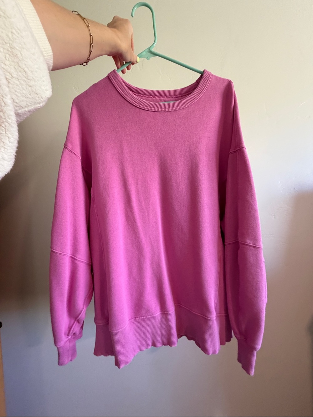 Aerie Go To Sweatshirt, Hot Fuchsia, size Medium - Picture 3 of 5